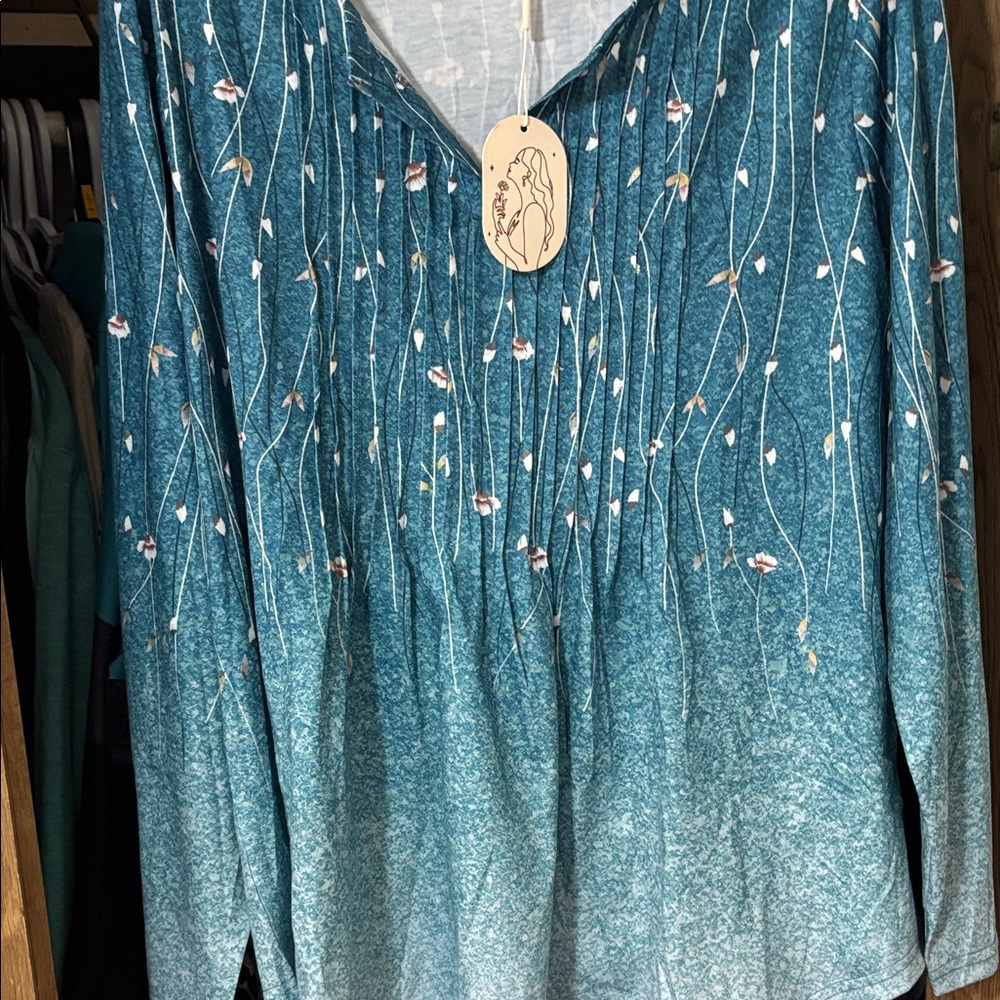 Floral Teal Women's Top